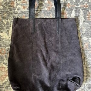 Navy Suede Tote Bag